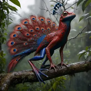 Peacock + Strawberry frog